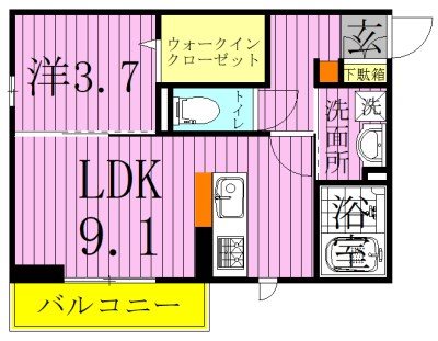 グランバニアB 101号室 間取り