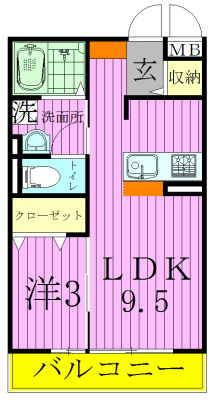 サンクレール 101号室 間取り