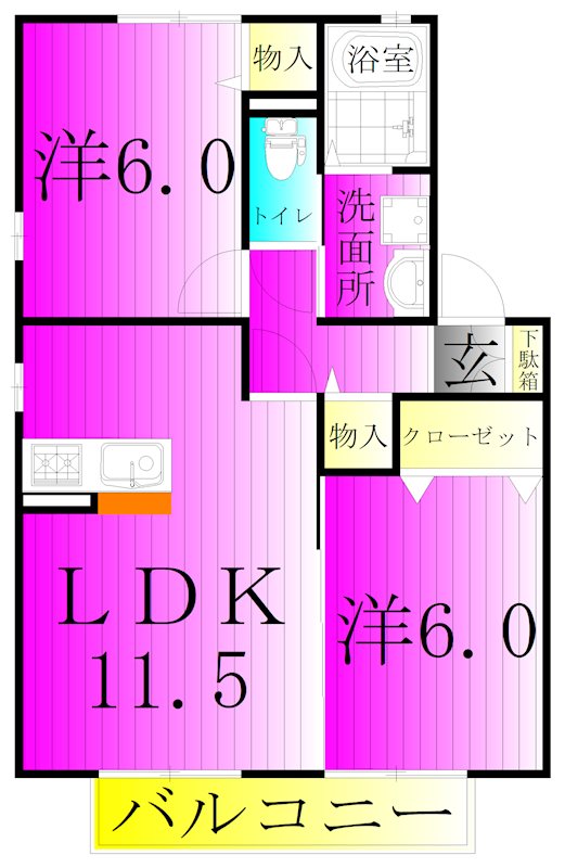 ヴィルヌープⅡ 202号室 間取り