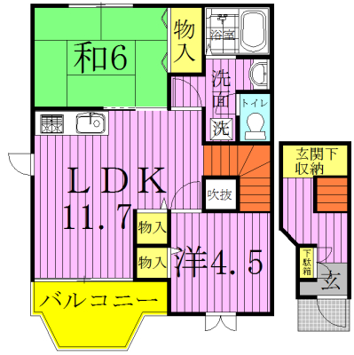 パルテール 201号室 間取り