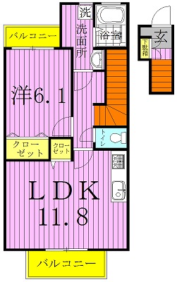 ～オリエンスⅡ～OricnsⅡ 206号室 間取り