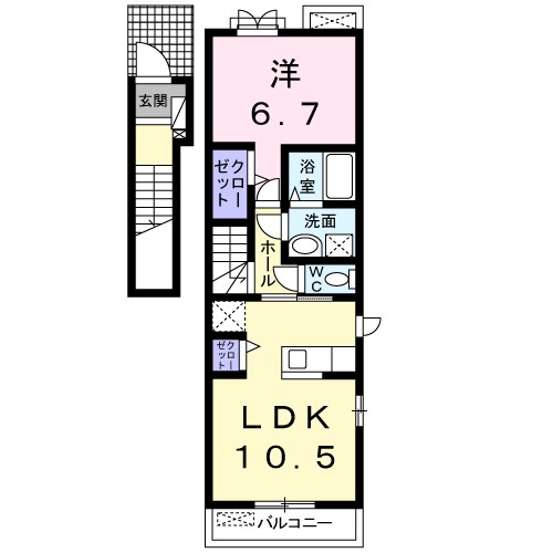 プルメリア 201号室 間取り