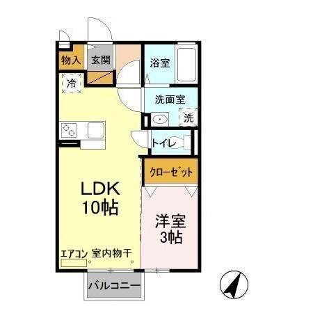 カノンベル 105号室 間取り