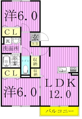 サンモール六実 206号室 間取り