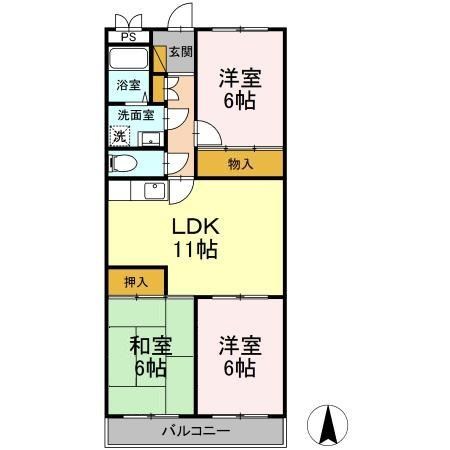 パイントリーハイツ 503号室 間取り