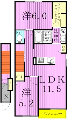 サザンクロス 202号室 間取り