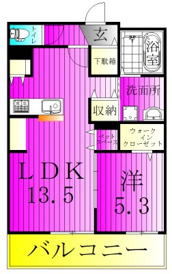 Le　Ciel 206号室 間取り
