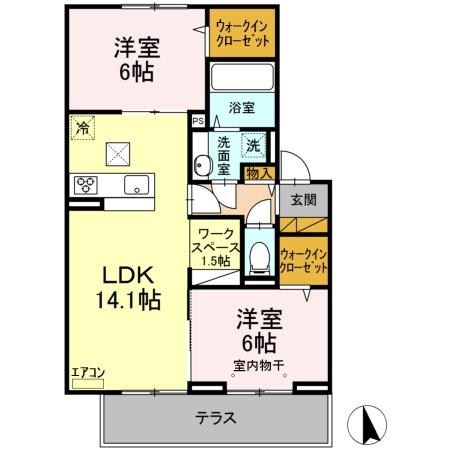グリシーナ 102号室 間取り