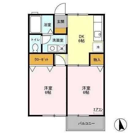 グリーンヒルズ中峠台 Ｂ 203号室 間取り