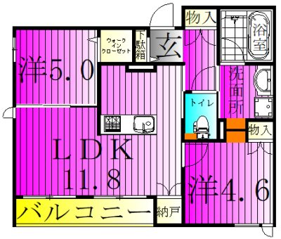 リベルテおおたかの森 201号室 間取り