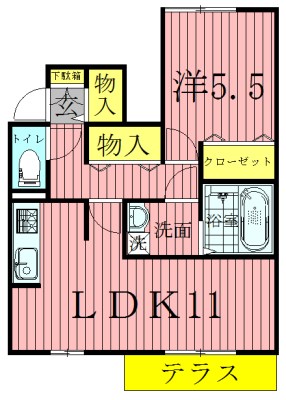 プラシデス　Ａ棟 105号室 間取り