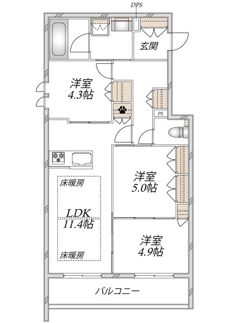 The　Primrose　at 東松戸 201号室 間取り