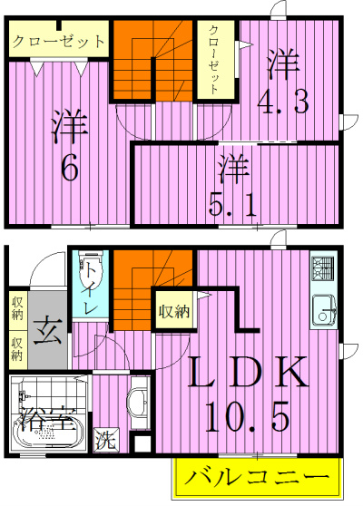 クレストセブン 101号室 間取り