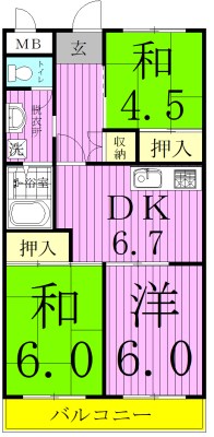 サンライン・フジ 203号室 間取り