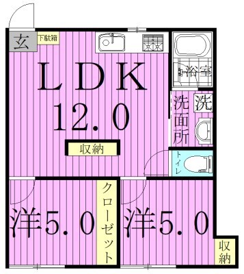 ラ・ファミーユ湖北　Ｅ棟－２ 203号室 間取り
