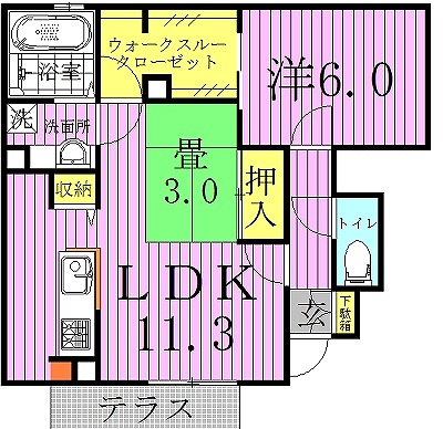 ソレイユＢ 105号室 間取り