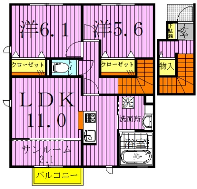 フォレステージ　イーストB 202号室 間取り