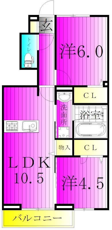 ラプエルタ 105号室 間取り