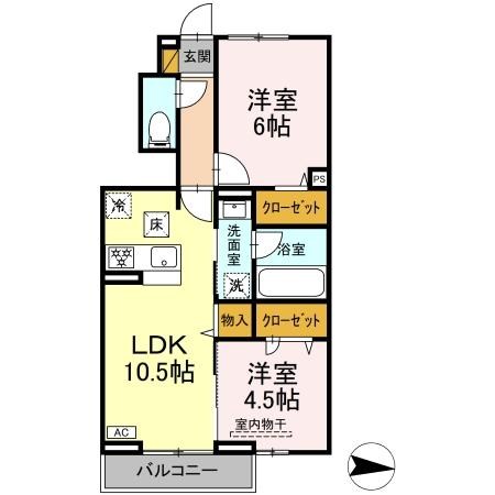 ラプエルタ 107号室 間取り