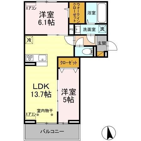 ガーネット 203号室 間取り