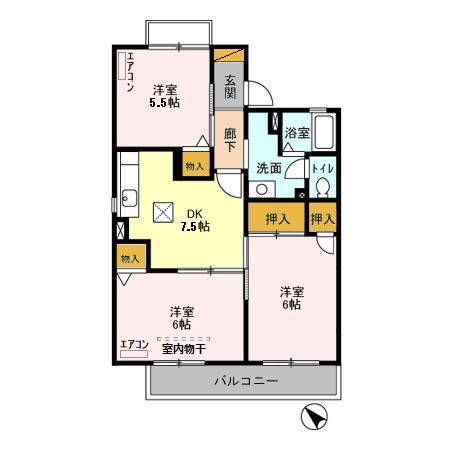 クラウン南流山 102号室 間取り