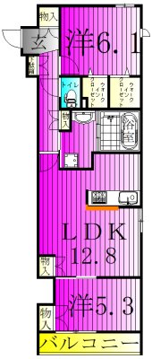 ＦＬＯＷＥＲ　ＦＩＥＬＤＳ　ＫＡＳＨＩＷＡ 202号室 間取り