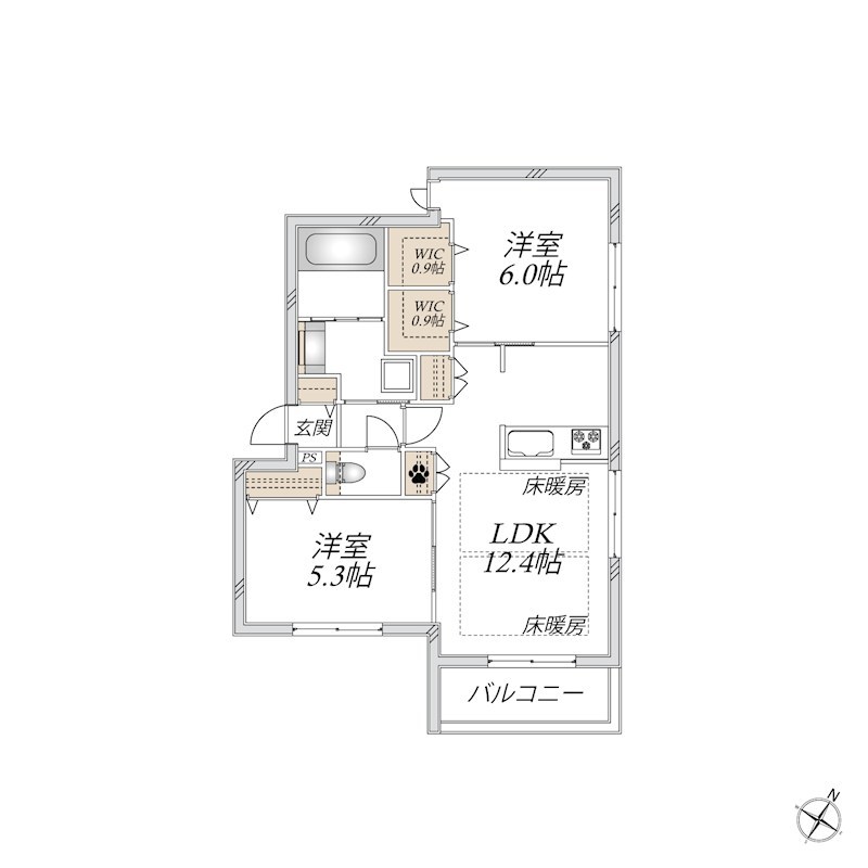 ＦＬＯＷＥＲ　ＦＩＥＬＤＳ　ＫＡＳＨＩＷＡ 203号室 間取り