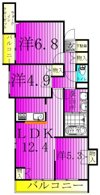 ＦＬＯＷＥＲ　ＦＩＥＬＤＳ　ＫＡＳＨＩＷＡ 201号室 間取り