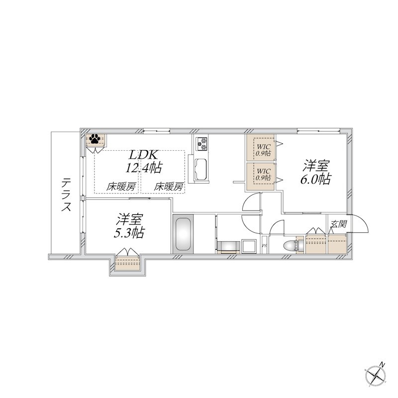 ＦＬＯＷＥＲ　ＦＩＥＬＤＳ　ＫＡＳＨＩＷＡ 101号室 間取り