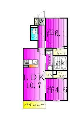 カスターニャⅡ 106号室 間取り