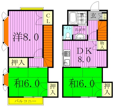 グリーンハイツ岡田Ⅱ号棟 間取り