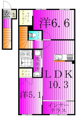 ウェストビレッヂⅡ 202号室 間取り