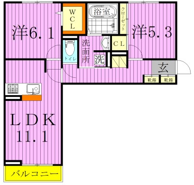 ベリーナ 303号室 間取り