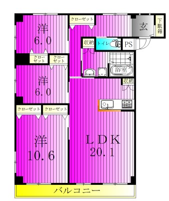 LE・ZINDE 301号室 間取り
