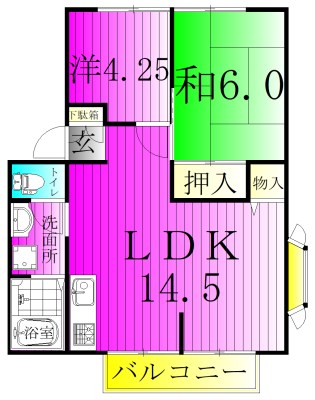 コーポラスクレストA棟 201号室 間取り