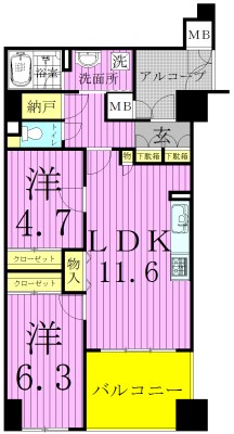 デュエット北千住セレナ 間取り図