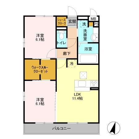 エクウス 106号室 間取り