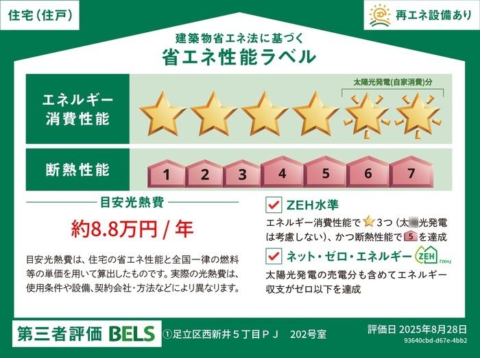 セレスティア西新井Ⅱ 省エネ性能ラベル