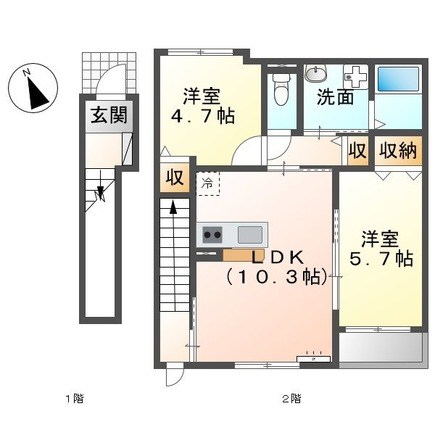 アンソレイユ 201号室 間取り