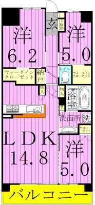 シティテラス松戸 309号室 間取り