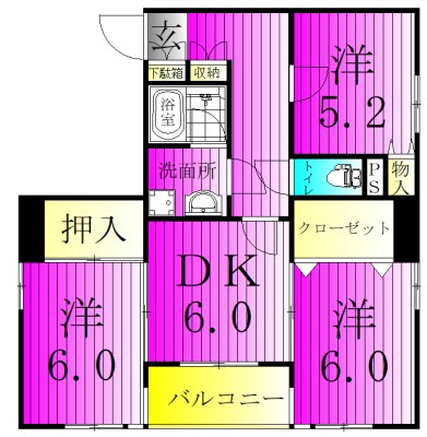 ラフォンテーン島崎 401号室 間取り