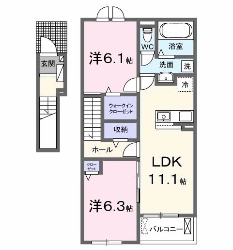 仮）古ケ崎２丁目アパートＡ 203号室 間取り