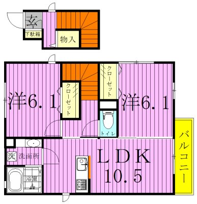 D-court西初石　Ⅲ 201号室 間取り