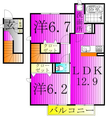 ランセ今谷E 205号室 間取り