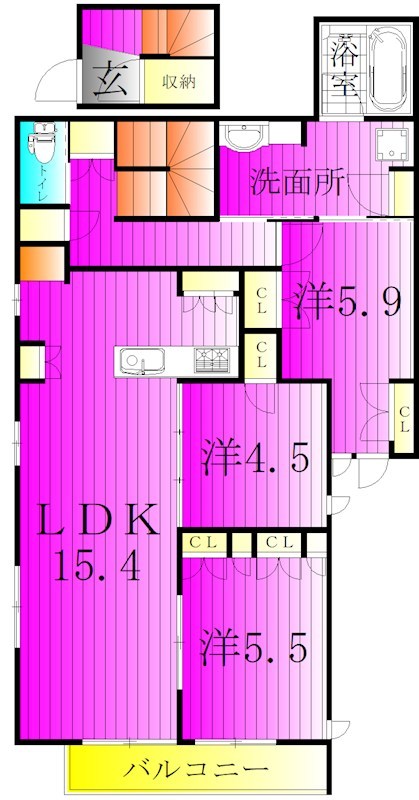 ＦｏｒｅｓｔＧｒａｎｄｅⅠ 206号室 間取り