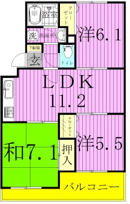 サンフィールド松戸 201号室 間取り