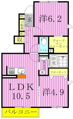 フジクレールA 102号室 間取り
