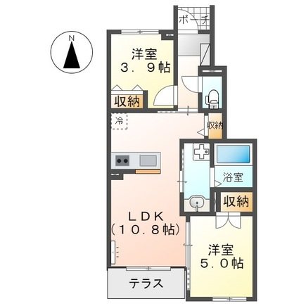 サンルージュ 107号室 間取り
