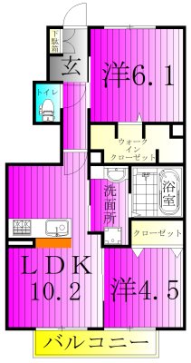 アグレアーブル 103号室 間取り