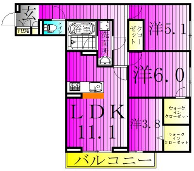 グランディール柏の葉 202号室 間取り